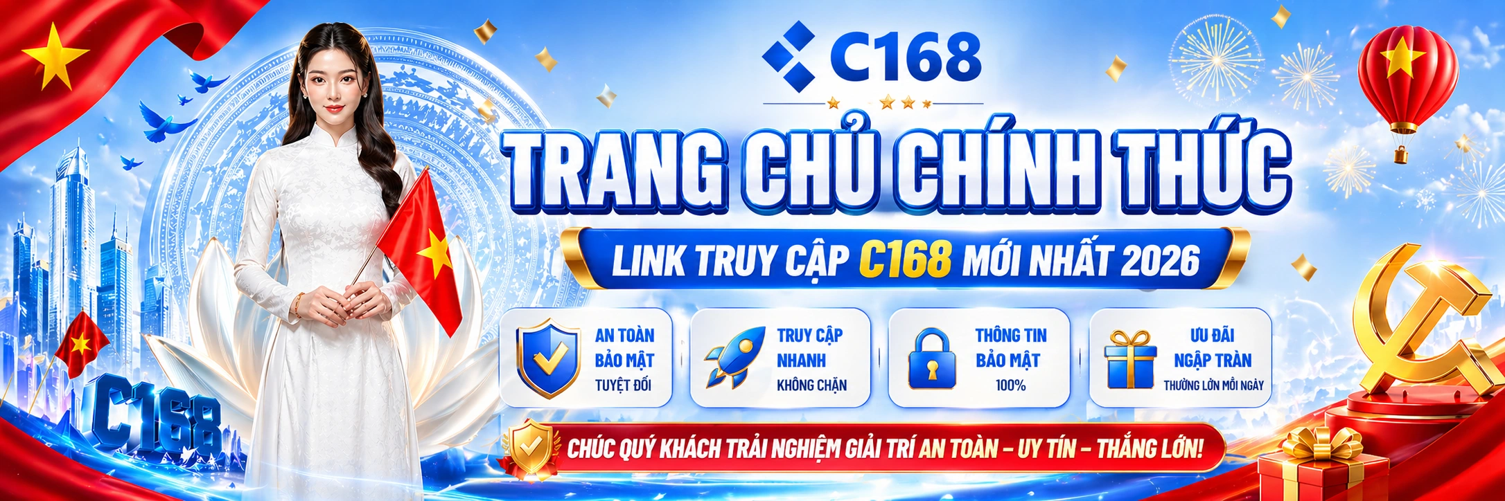 rang chủ C168 chính thức 2026 banner PC link truy cập mới nhất không chặn an toàn bảo mật